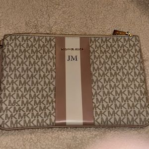 Michael Kors Logo Stripe Zip Pouch